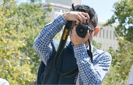 Student taking photo