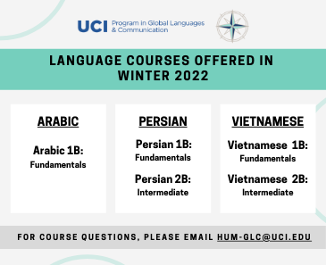 Arabic, Persian, and Vietnamese Language Courses offered in Winter 2022