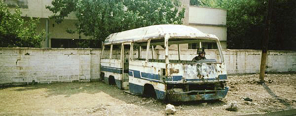 Burned out bus